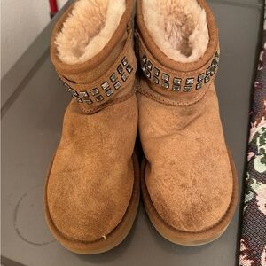 Studded Tan Shearling Boots